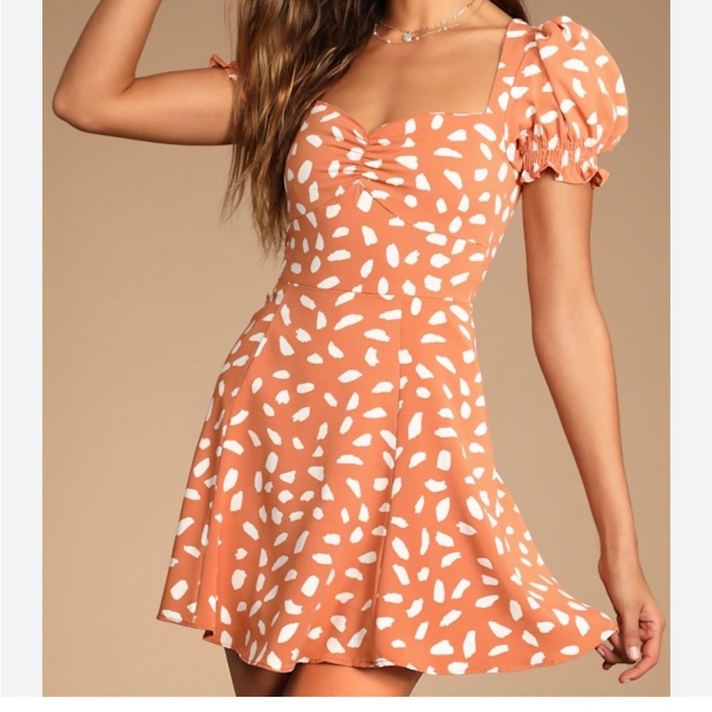 Lulu's Terracotta and White Mini Dress